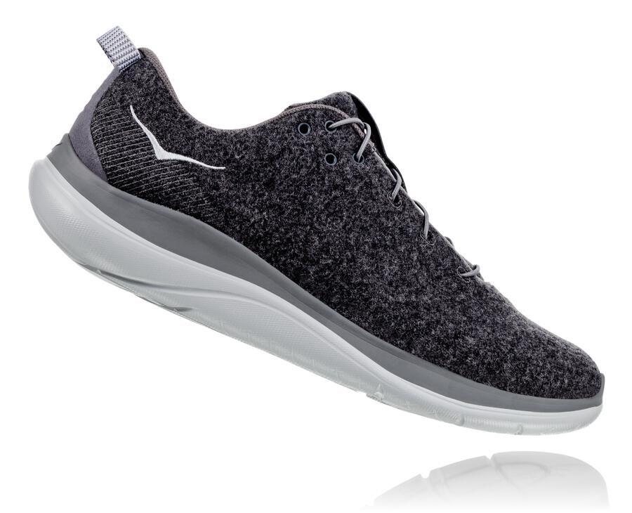 Tenis Hoka One One Feminino Cinzentas Escuro - Hupana Flow Wool - 872-YUDVIQ